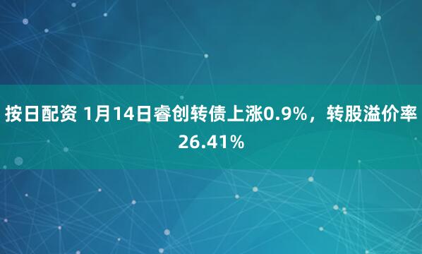 按日配资 1月14日睿创转债上涨0.9%，转股溢价率26.41%